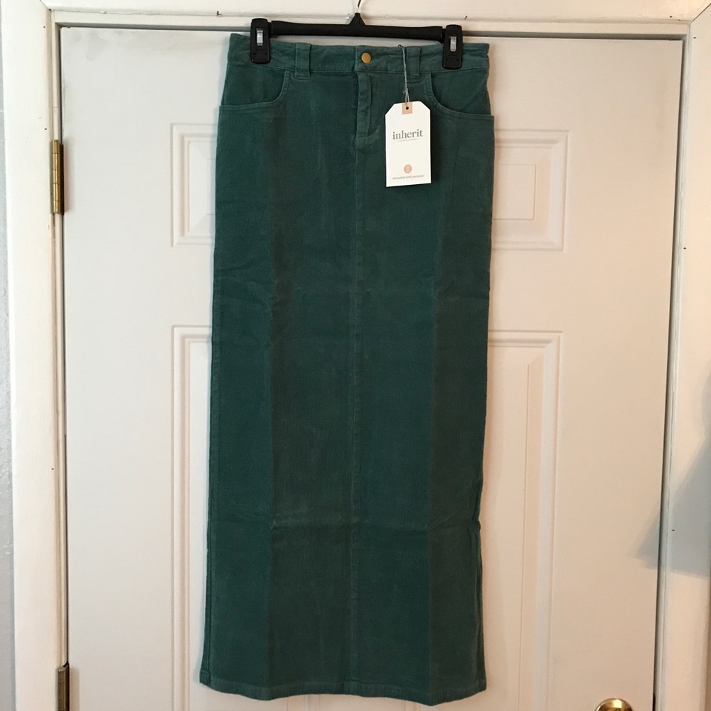 NWT Inherit Corduroy Skirt Teal Green 4